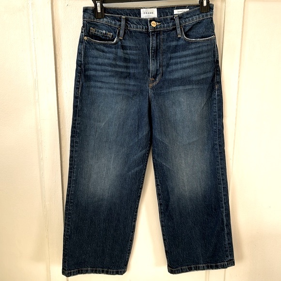 Frame Ali Crop Wide Leg Denim Dark Wash Jeans Size 29 - Picture 2 of 6